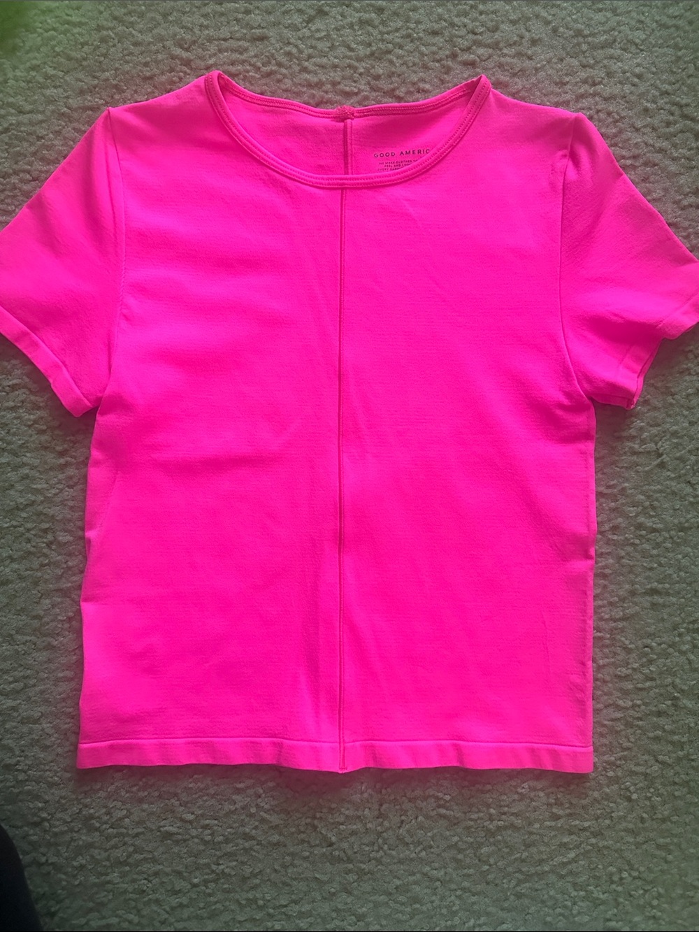 NWOT Good American Bright Neon Pink Short Sleeve Tee S
